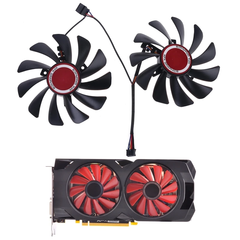 

Кулер для видеокарты XFX Radeon RX580 RX590, 2 шт., 95 мм, FDC10U12S9-C