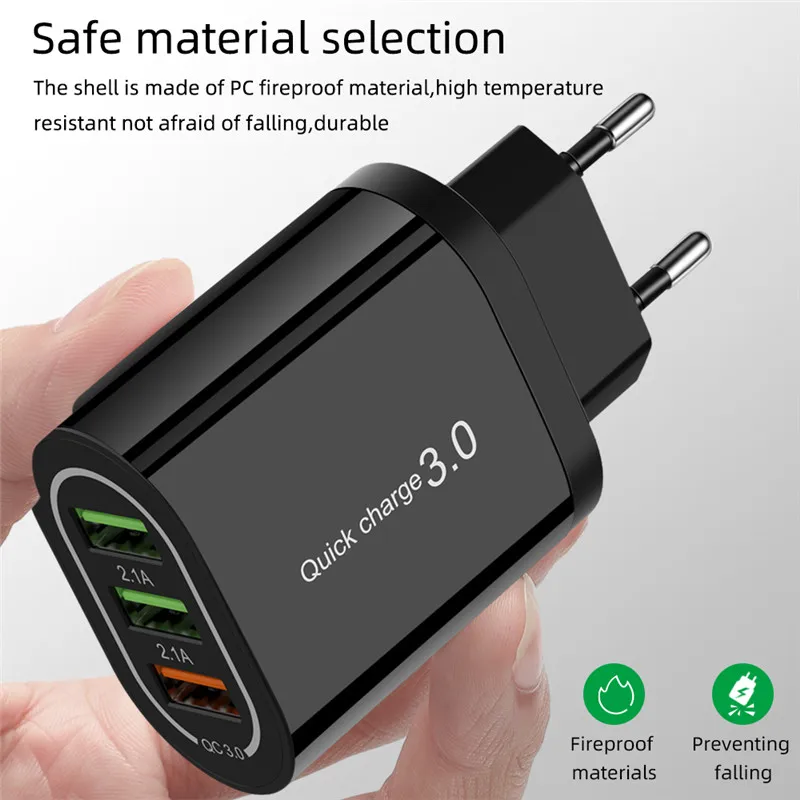 18 Вт Быстрая зарядка 3,0 USB зарядное устройство 3 порта QC3.0 Быстрая зарядка для iPhone 11 11Pro Max samsung S10 huawei P30 настенное зарядное устройство адаптер