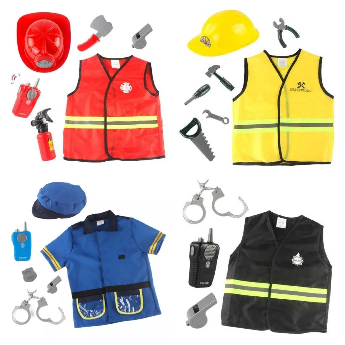 Funny Construction Worker Costume Kit Kids Boys Children Role Play Toy Set Career Costumes Heavy Worker Cosplay