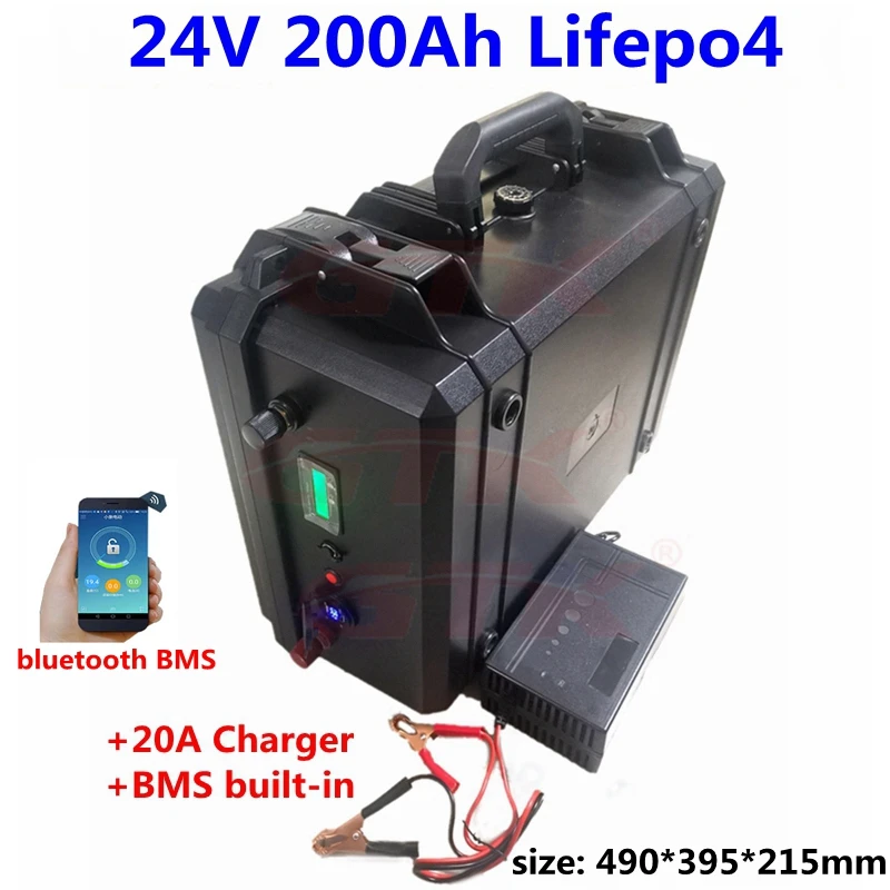 Водонепроницаемый IP67 чемодан 24 В 200 ач LiFepo4 аккумулятор для рыболовной лодки на