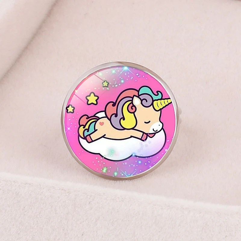 

New Fashion Cute Unicorns Ring Cartoon Unicorns Jewelry Resizable Rings for Gift