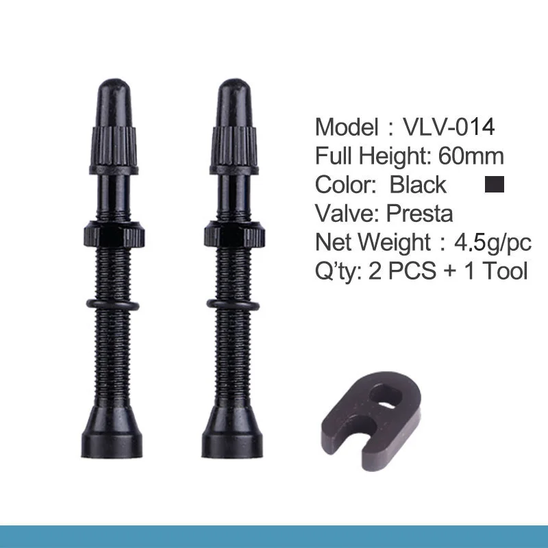 60mm Black 1 Pair Deemount 2 шт. бескамерные велосипедные шины Presta клапан 60 мм сплав стволовых латунный сердечник для горных шоссейных велосипедов W/cap& Tool - Цвет: 60mm Black 1 Pair