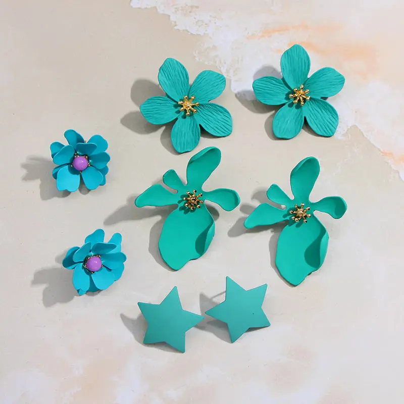 JJFOUCS корейский элегантный Конфета цветной цветок серьги для женщин