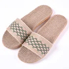 Suihyungлетние льняные тапочки для женщин и мужчин; Дышащие льняные повседневные шлепанцы с плетеным ремешком; Домашняя обувь для пар; Женские сандалии