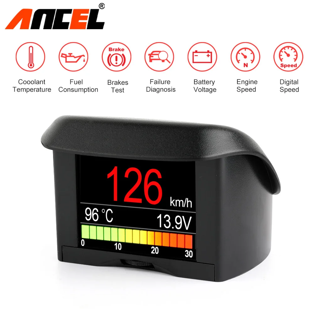 Ancel A202 бортовой компьютер для автомобиля OBD2 цифровой дисплей расход топлива скорость напряжение температура воды Датчик OBD HUD Дисплей