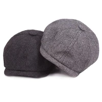 1pcs men beret hat vintage flat peaked beret hats for men fashion herringbone gatsby tweed peaky blinders hat