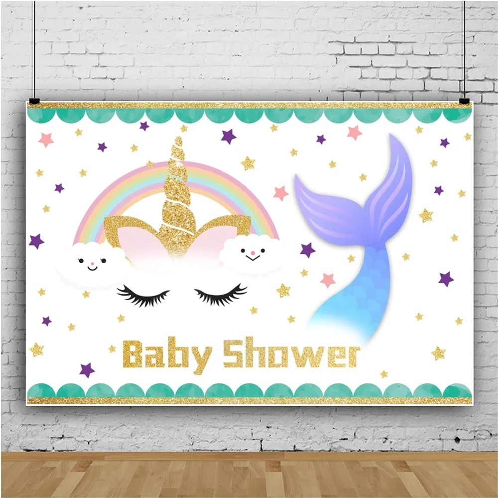 Laeacco Единорог детский душ фотосъемка фон персонализированные тема русалки