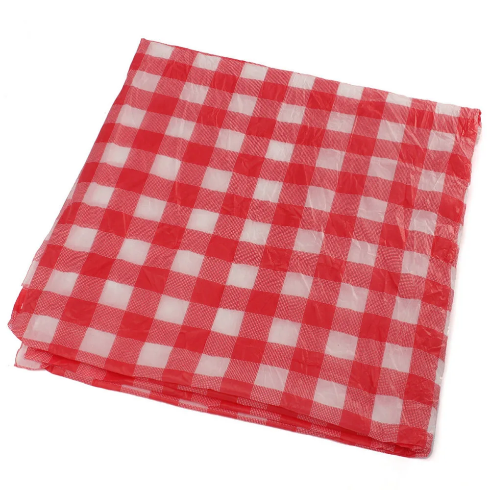 

1pcs 180cm*180cm Red Gingham Plastic Disposable Party Tablecloth Tablecover for Party Outdoor Picnic BBQ Table Cloth Round