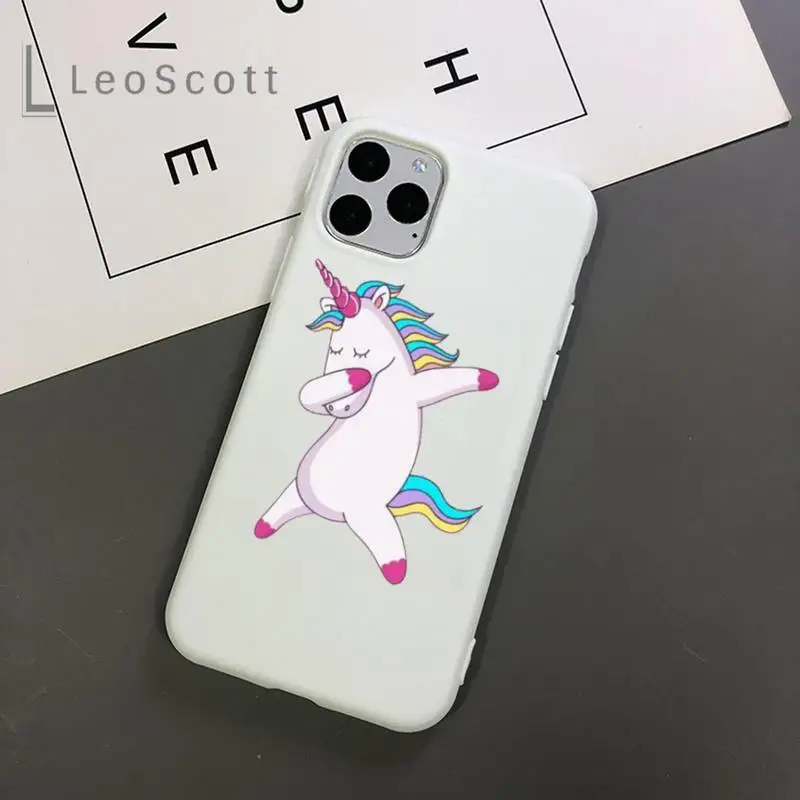 

Rainbow unicorn horse cartoon cute Phone Case Candy Color for iPhone 11 12 mini pro XS MAX 8 7 6 6S Plus X 5S SE 2020 XR