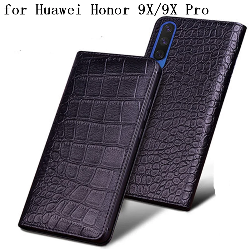 Роскошный чехол из коровьей кожи для телефона Huawei Honor 9X с крокодиловой кожей