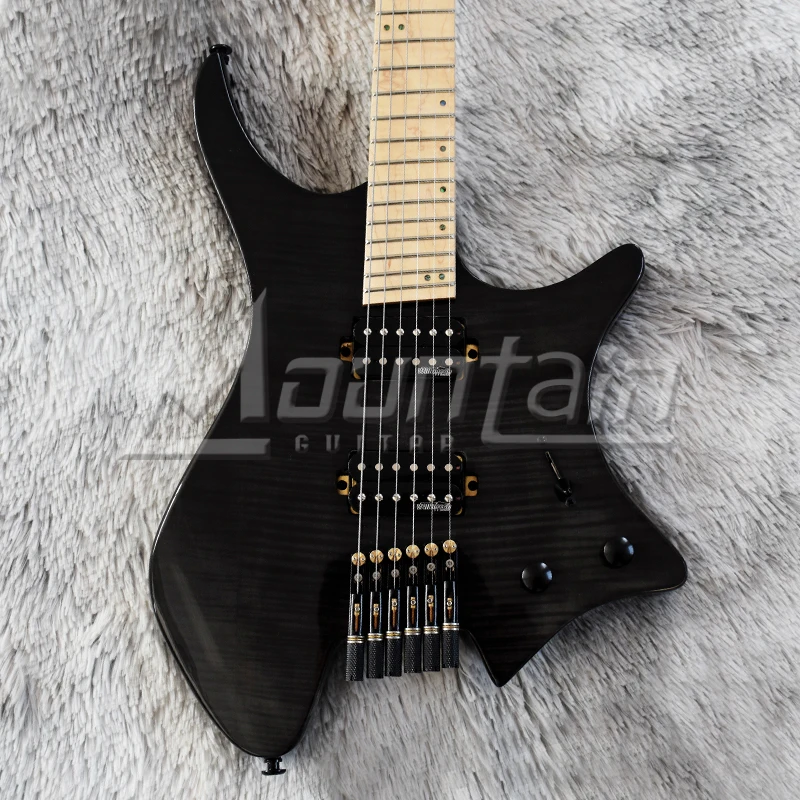 Горная безголовая гитара fanned frets безголовая гитара ebony fret ольховое тело Пламя клен Топ кленовый гриф fret