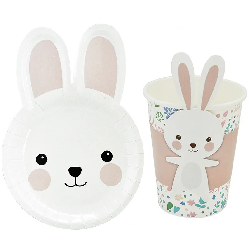 Счастливой Пасхи мультфильм кролик формы посуда одноразовая Салфетка под