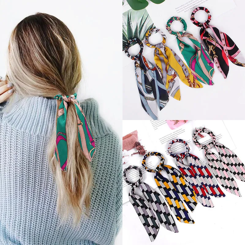 Ленты для волос с цветочным принтом 2019 плетеные резинки ручной работы узлом