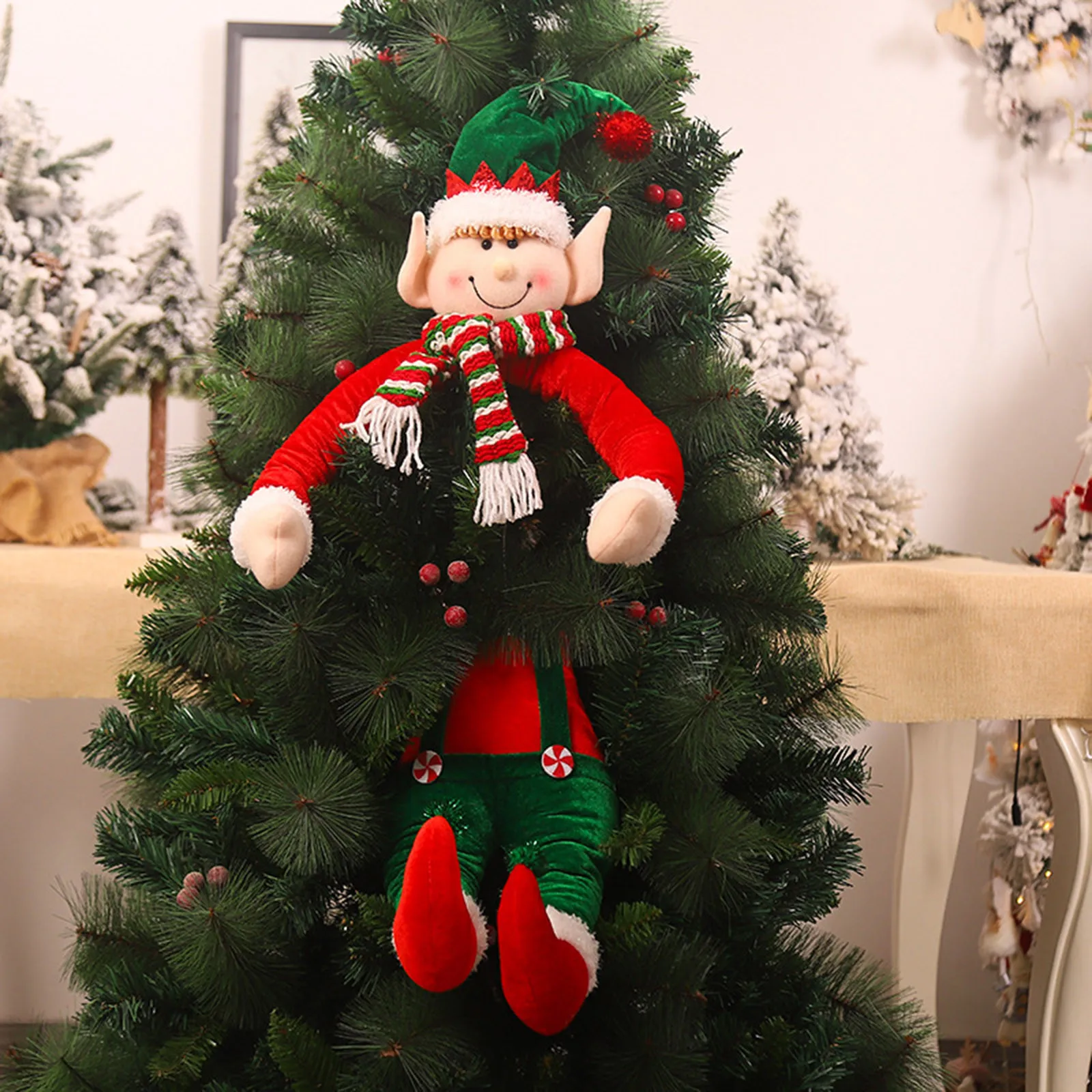 

Большой размер Рождественская елка кукла дерево на Hugger Санта Клаус кукла эльф милое Рождественское украшение подарки на рождественскую ве...