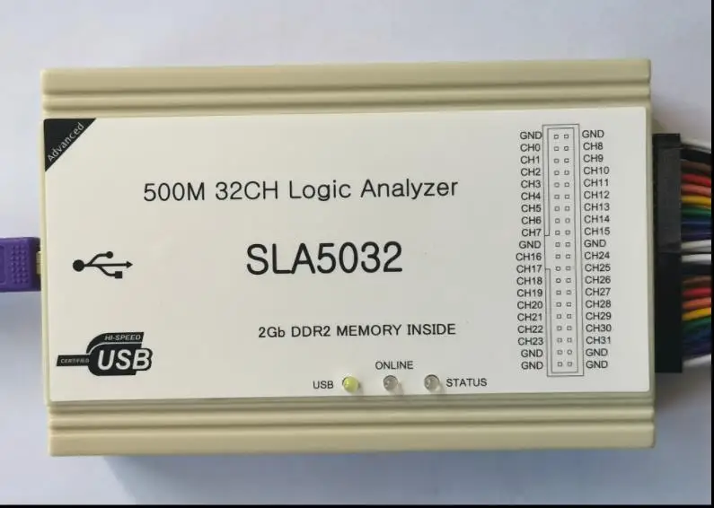 Оригинальный Новый логический анализатор SLA5032, 500 м, 32 канала, 32 канала, 1-64 м, регулируемый
