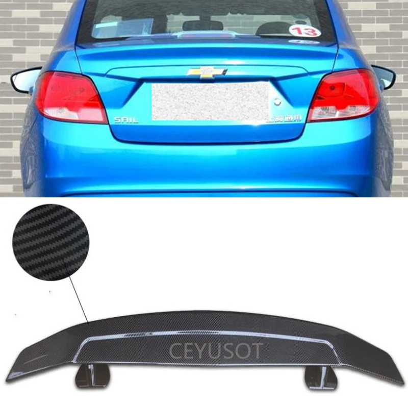 FOR Universal GT Accessories Spoiler NEW OLD Chevrolet Sail ABS Material Car Trunk Rear Lip Tail WING Refit Black Body Kit 2000+