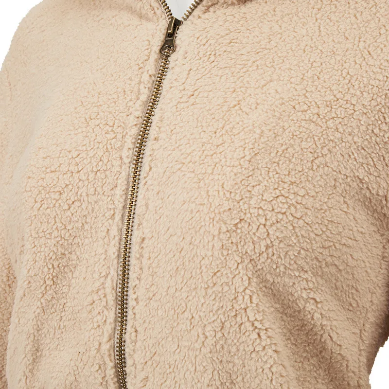 

S-5XL Casual Plush Hooded Coat And Jacket Women 2020 Color Block Zip Up Long Sleeve Women's Autumn Winter Patchwork Coats