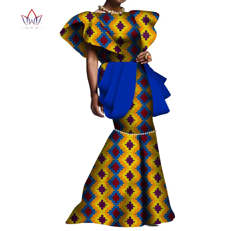 Summer African Maxi Dresses For Women Dashiki Nigeria Traditional Wedding Dress Bazin Riche Wax Ankara Long bodycon Dress WY8095