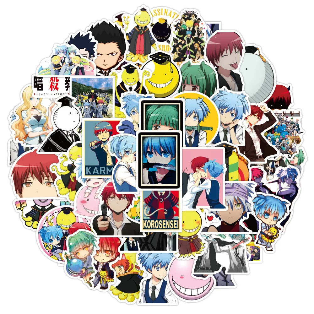 Riman-pegatina de Graffiti para Assassination Classroom, equipaje, port&aacute;til, Scooter, pegatina impermeable, venta al por mayor, 10/30/50 Uds.-3