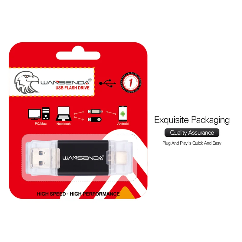 WANSENDA 2 в 1 TYPE-C USB3.0 USB флеш-накопители 256 ГБ 128 Гб 64 32 16 флеш-накопитель для Android/PC