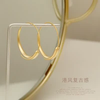 vintage hong kong wind round ring earrings female fashion temperament tide earring korea minimalist mist face earring