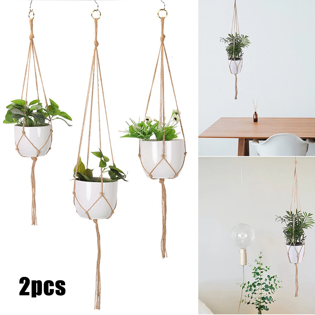 

2pcs Plant Hanger Hanging Rope Flower Pot Planter Holder Hanging Basket Flower Basket Courtyard Wall Garden Decoration