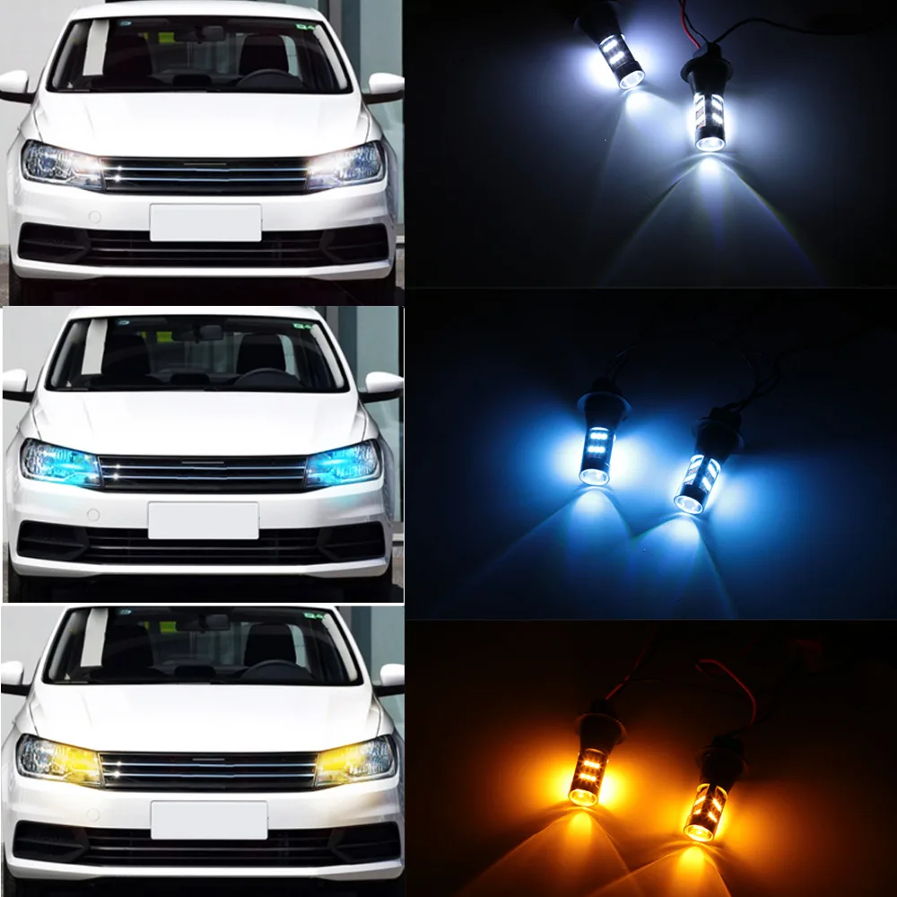 1 комплект, автомобисветильник светодиодсветодиодный Лампы Canbus для указателей поворота + дневные ходовые огни, Двухрежимная автомобильная ... комплект поворота