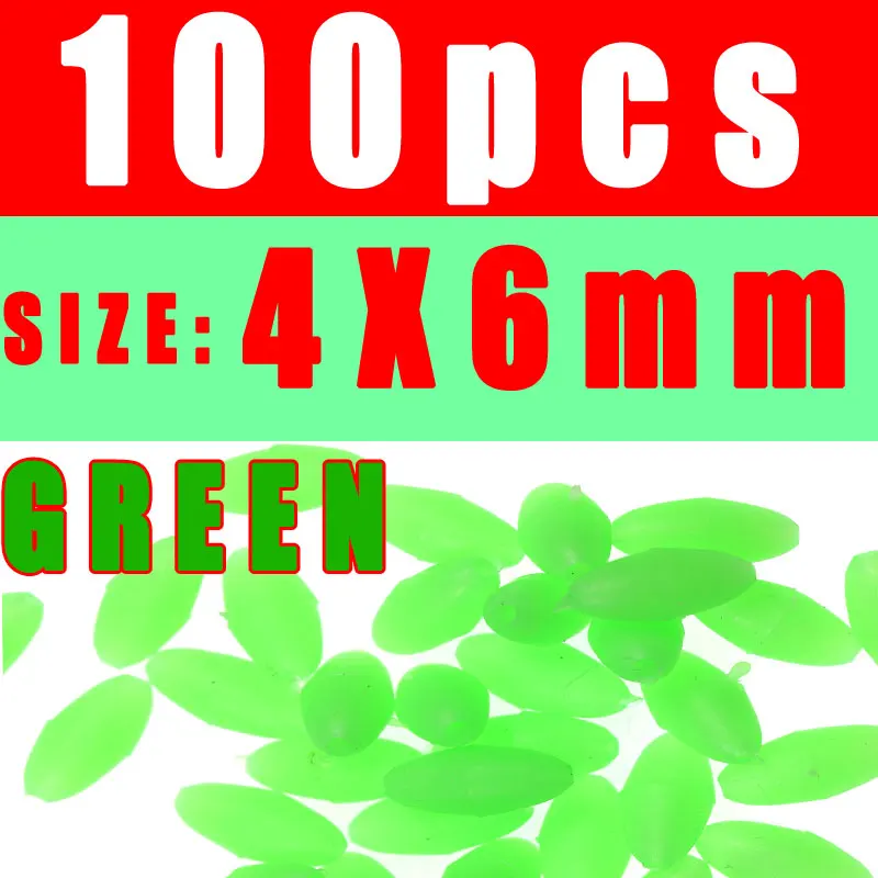 green 4X6 Wifreo 100 шт. овальные мягкие руберские светящиеся бусины для рыбалки светящиеся бусины для яиц летающие тройные Крючки рыболовные снасти Светящиеся Зеленые и красные - Цвет: green 4X6