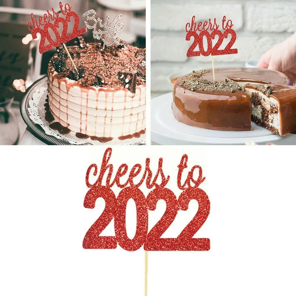 

10 шт. 2022, украшения для торта на новый год, золотые искусственные синие блестки для кексов, украшение для вечеринки в честь Дня Рождения и Рож...