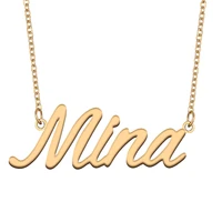 mina name necklace for women stainless steel jewelry 18k gold plated nameplate pendant femme mother girlfriend gift