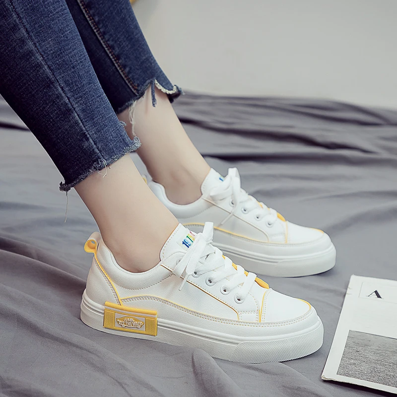 2019 женские кроссовки удобная Уличная обувь на шнуровке Вулканизированная модная