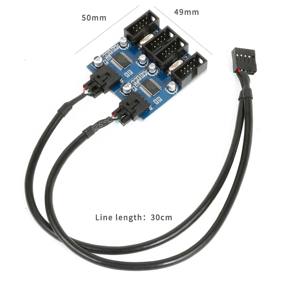 

Motherboard 9-pin USB Header Multiplier 4-port Male Socket Expansion Card Splitter One Point Two Four Splitter Extension 30cm