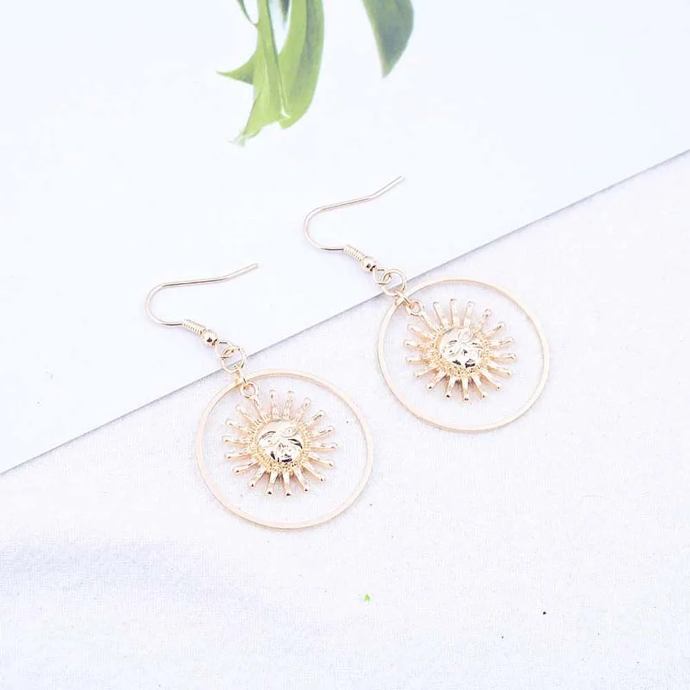 Серьги-капли ручной работы золотого солнца Apollo Helios для женщин женские