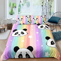 home textiles luxury 3d cartoon panda print duvet cover set 23 pcs pillowcase kids bedding set aueuukus queen and king size