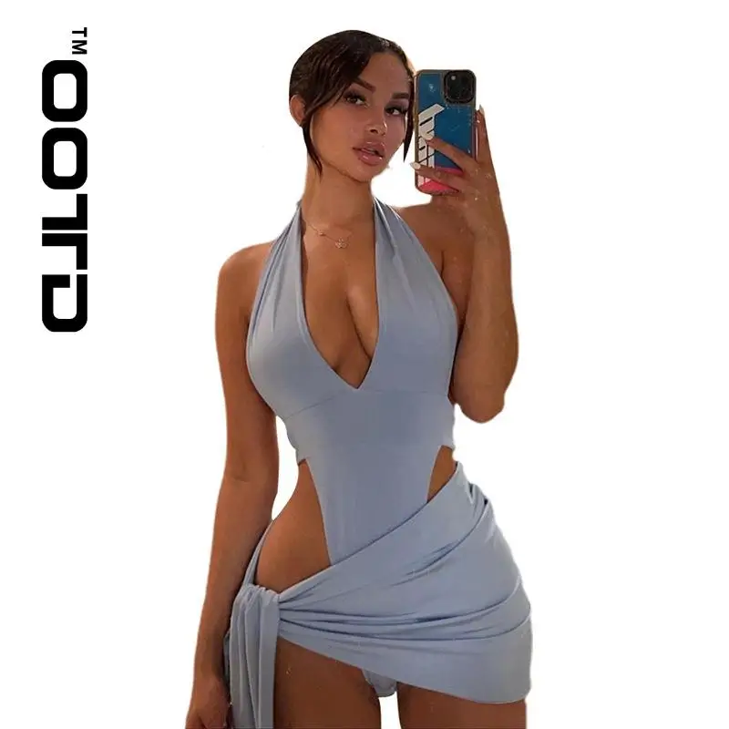 

OOTD Sexy Beach Vacation Wear Basic Bikini Bodysuit Skirts Two Piece Sets For Women's Clothing Suits Swimsuit Female 2021Fashion