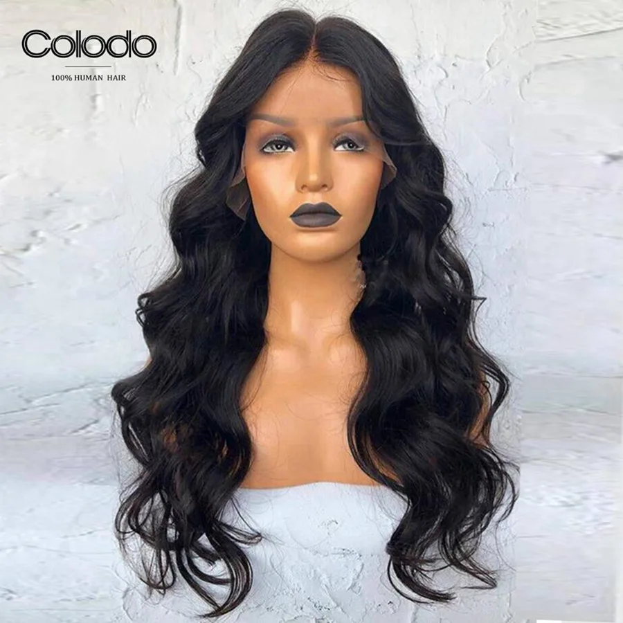 Natural Color COLODO 13x4 Синтетические волосы на кружеве парик бразильский эффектом деграде(переход от темного к Синтетические волосы на кружеве парик с ш Волосы remy оранжевый Цветной парики из натуральных волос для черный Для женщин - Цвет волос: Natural Color
