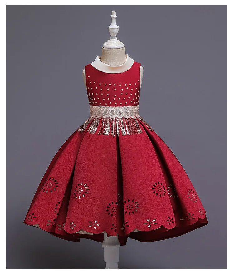 Платье для маленьких девочек Новый Год Вечерние платья Элегантный бисерный