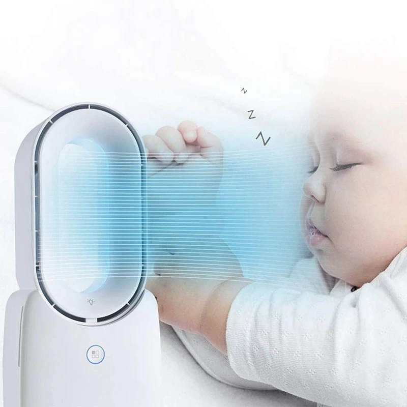 

Table Fan with LED Lights, Bladeless Fan Leafless Design Fan Portable Fan Rechargeable USB Desk Fan for Home & Office