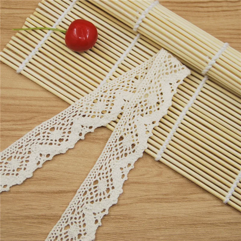 Tela de encaje de algod&oacute;n de 25mm, accesorios de costura de tela de marfil, cinta de decoraci&oacute;n de vestido de boda de campo, suministros de artesan&iacute;a, 200 yardas, LC215-4