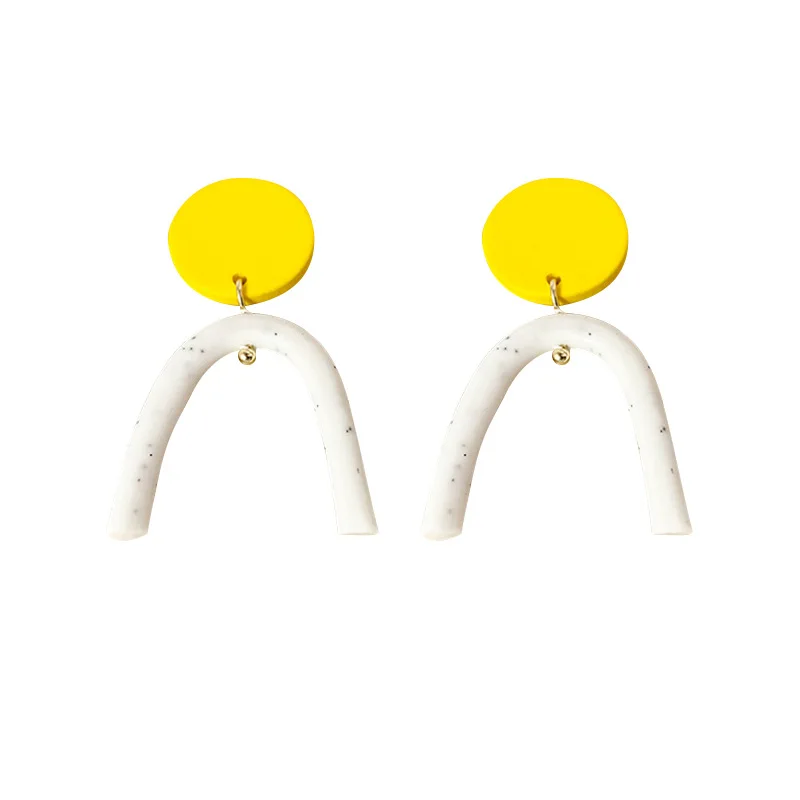 

LOVOACC Temperament Summer Candy Color Clay Dangle Drop Earrings for Women White Yellow Long Geometric Earring Pendientes