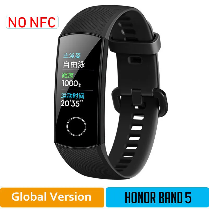 HONOR Band 5 NFC браслет умный кислород крови несколько циферблатов активности пульсометр фитнес трекер сна шагомер глобальная версия - Цвет: BlackGlobal5