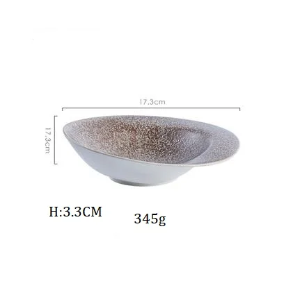 17.3 CM Plate NIMITIME1 шт., японский стиль, керамическая Ретро миска для салата из риса с камнем, тарелка для фруктов, тарелка для суши, десертный ужин, домашняя посуда - Цвет: 17.3 CM Plate