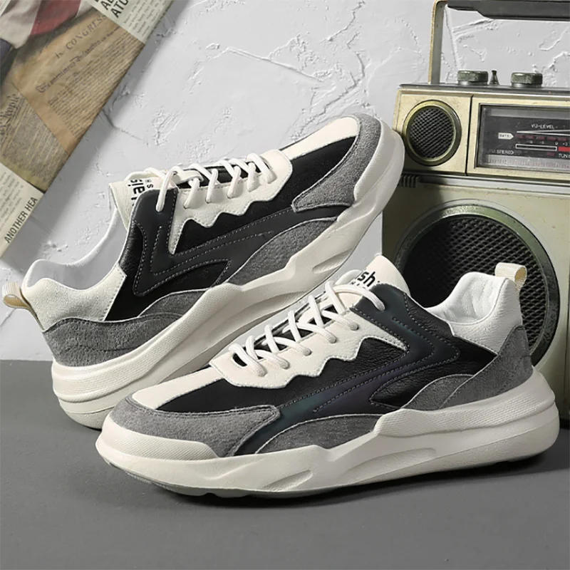 

2020 Autumn Western Style Men Shoes Sports Popular Whitel Light Breathable Lace-Up Platform Trainers Casual Comfortable Sneakers
