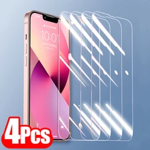 4PCS Protective Glass For iPhone 11 12 13 Pro Max Glass Full Coverage Screen Protector For iPhone X 