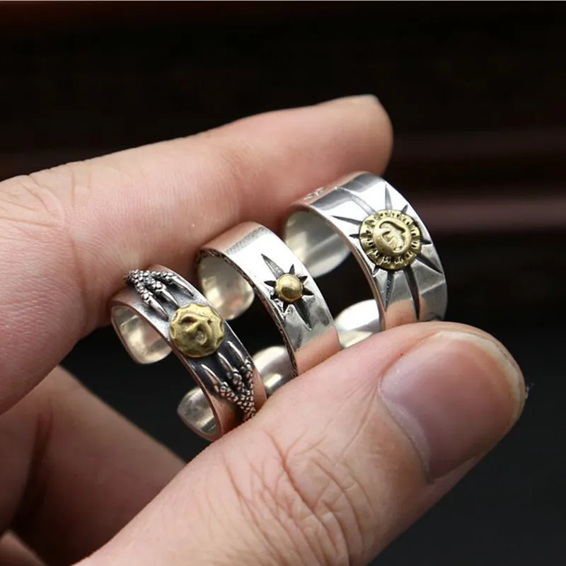 

925 sterling silver Feather Eagle Claw Mood ring jewelry men women wedding knuckle ring Gift