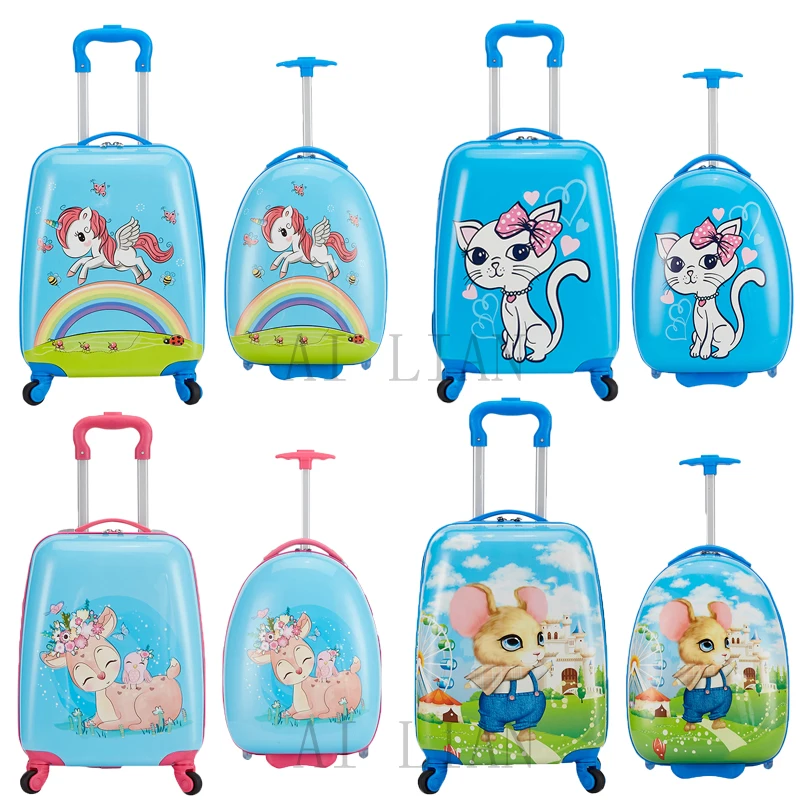Детский Дорожный чемодан на колесиках детская ручная сумка с мультяшным