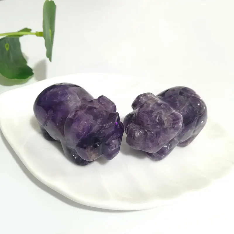 

Free Shipping Natural 2 Inch Dreamy Amethyst Crystal Pig Shape Reiki Healing Crystal So Cute For Home Decorations&Gift NXT