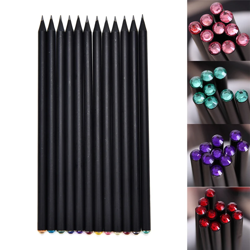 

Pencil Hb Diamond Color Pencil Stationery Items Drawing Supplies Cute Pencils For School Basswood Office School (12Pcs/Set)
