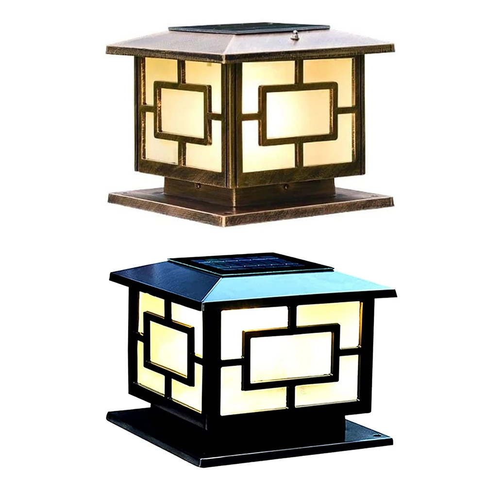 

LED Solar Retro Lantern Lamp IP65 Waterproof Deco Lamp Outdoor Column Head Night Light Garden Fence Landscape Deco Lamp