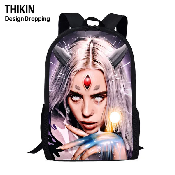 THIKIN Новые 3 шт./набор Billie Eilish школьные сумки для подростков мальчиков и девочек хип-хоп детский школьный рюкзак Rapper Женская Повседневная сумка - Цвет: as picture